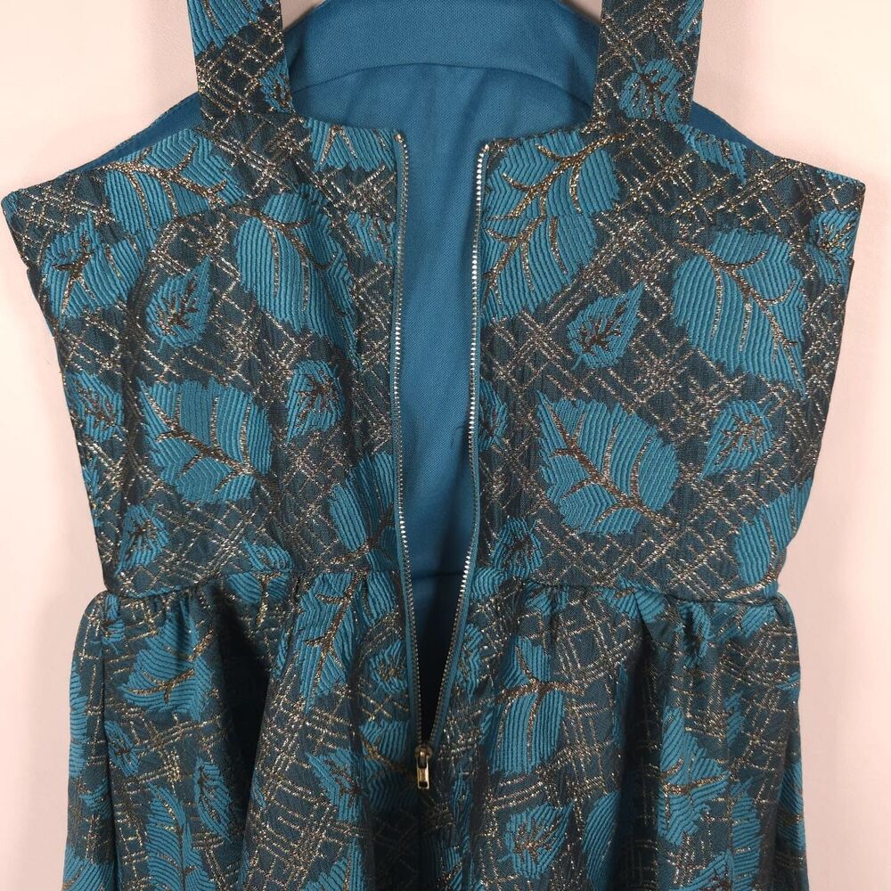 MISS BEHAVE GIRLS New Dress 12 Metallic Turquoise Fit Flare Pleated Stephanie - Picture 10 of 14